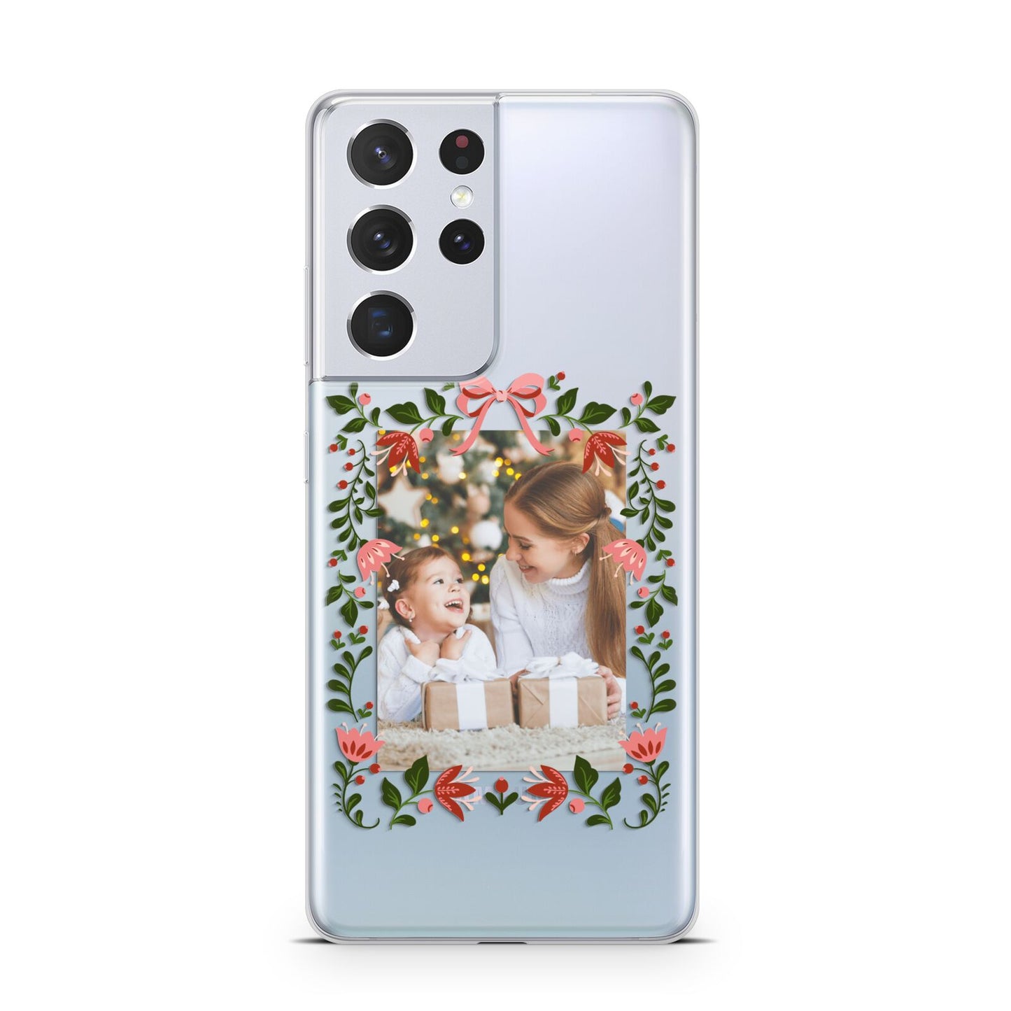 Personalised Christmas Flowers Photo Samsung S21 Ultra Case