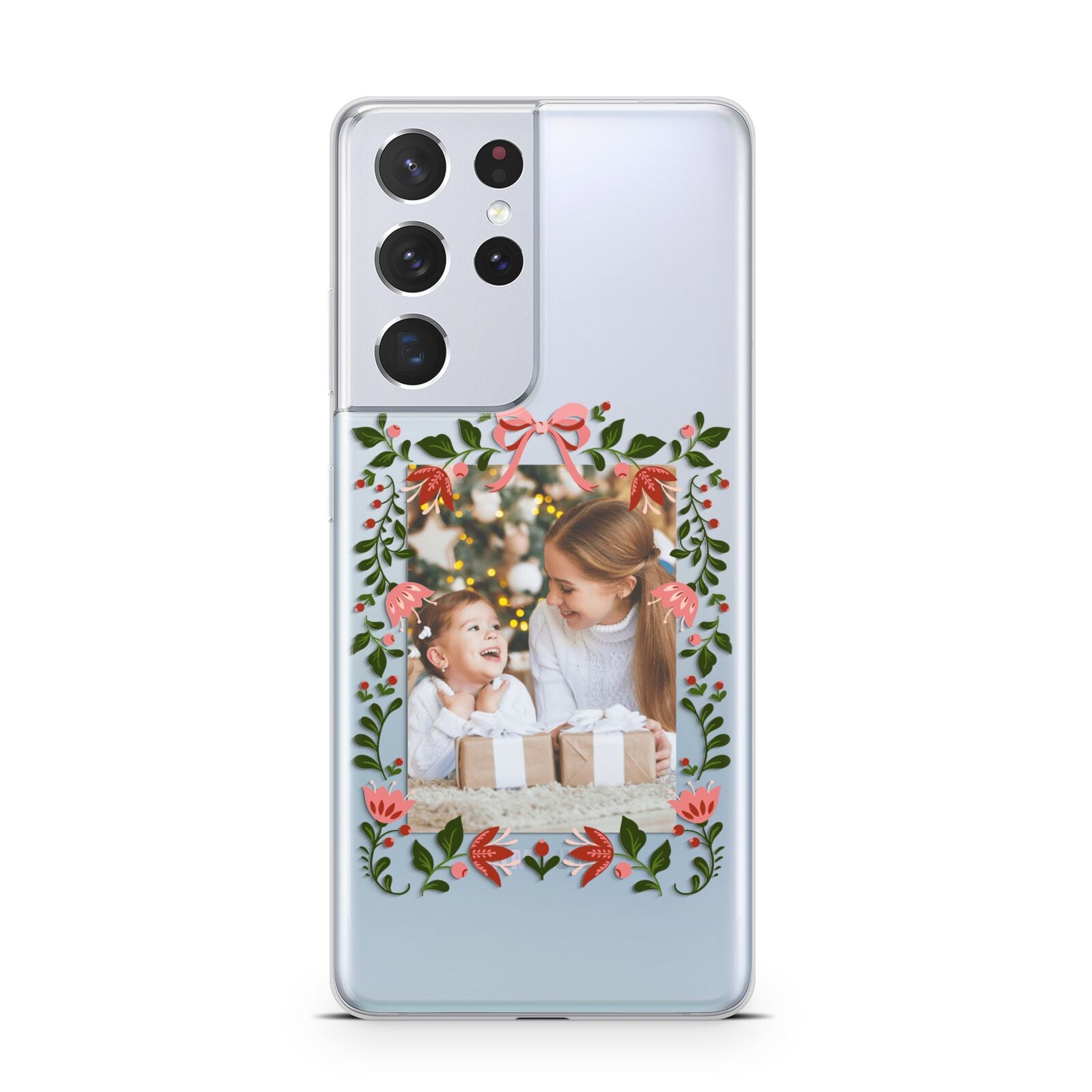 Personalised Christmas Flowers Photo Samsung S21 Ultra Case