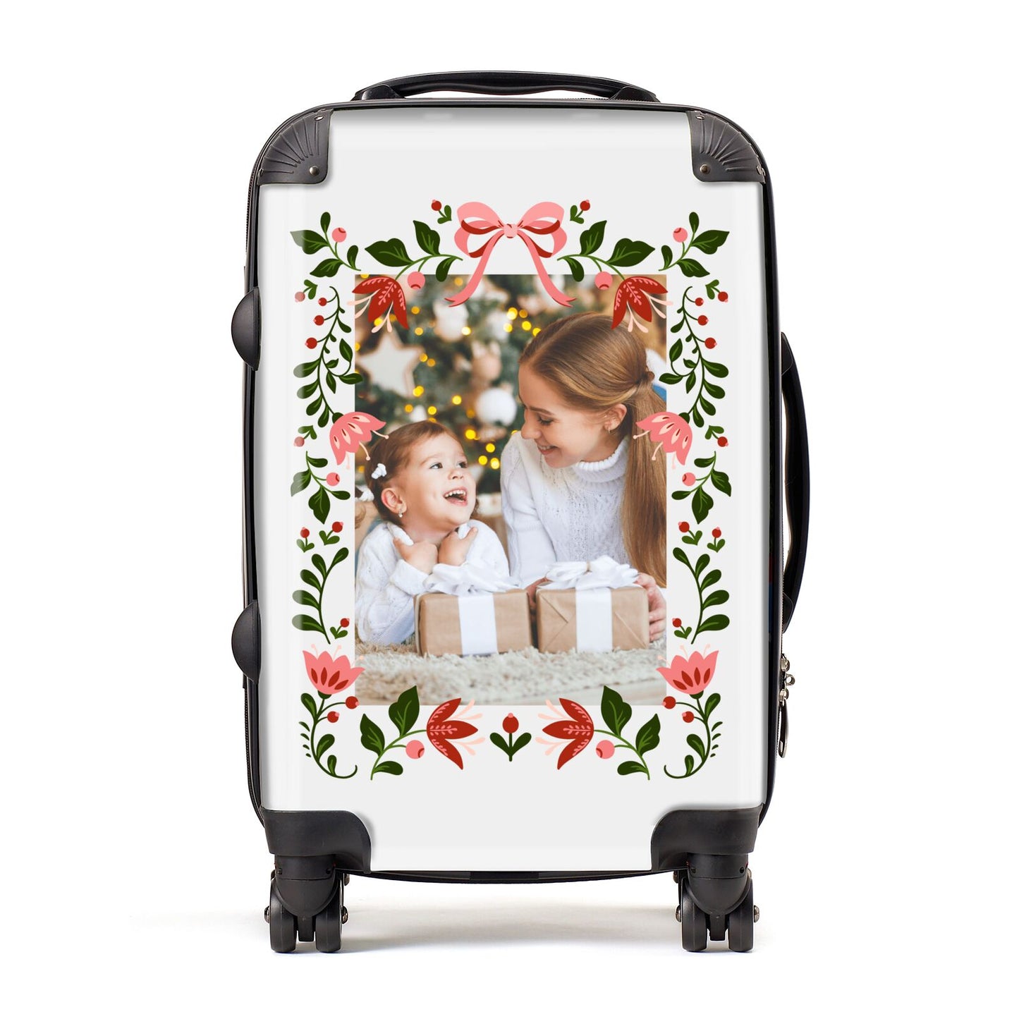 Personalised Christmas Flowers Photo Suitcase