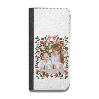 Personalised Christmas Flowers Photo Vegan Leather Flip Samsung Case