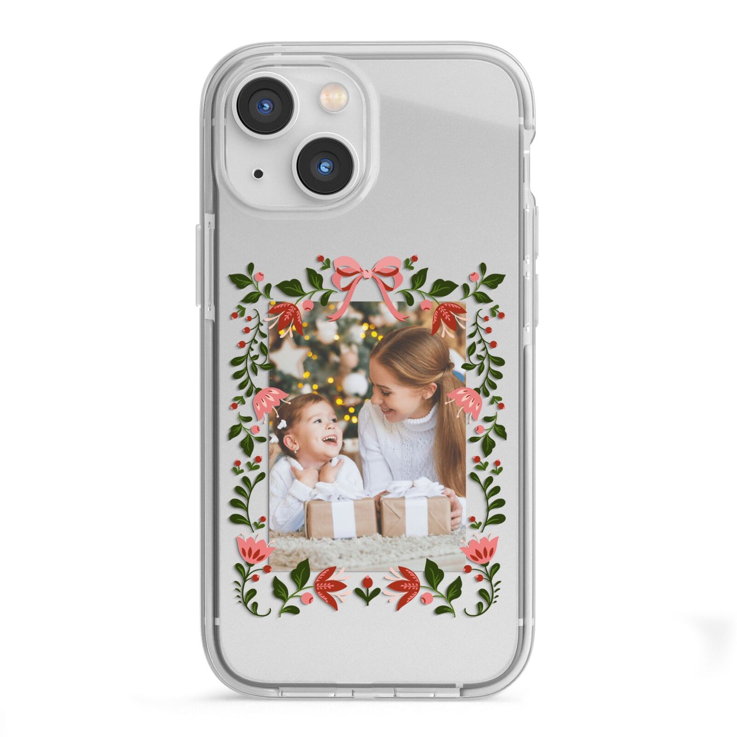 Personalised Christmas Flowers Photo iPhone 13 Mini TPU Impact Case with White Edges