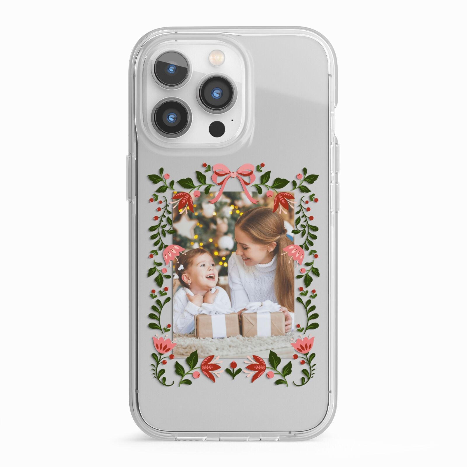 Personalised Christmas Flowers Photo iPhone 13 Pro TPU Impact Case with White Edges