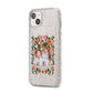 Personalised Christmas Flowers Photo iPhone 14 Plus Glitter Tough Case Starlight Angled Image