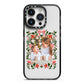 Personalised Christmas Flowers Photo iPhone 14 Pro Black Impact Case on Silver phone