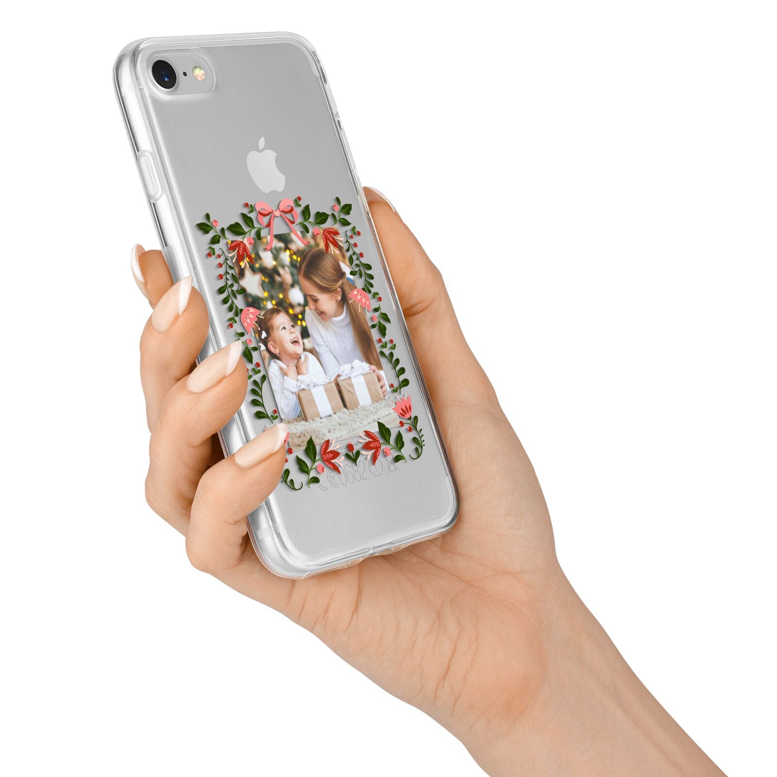 Personalised Christmas Flowers Photo iPhone 7 Bumper Case on Silver iPhone Alternative Image