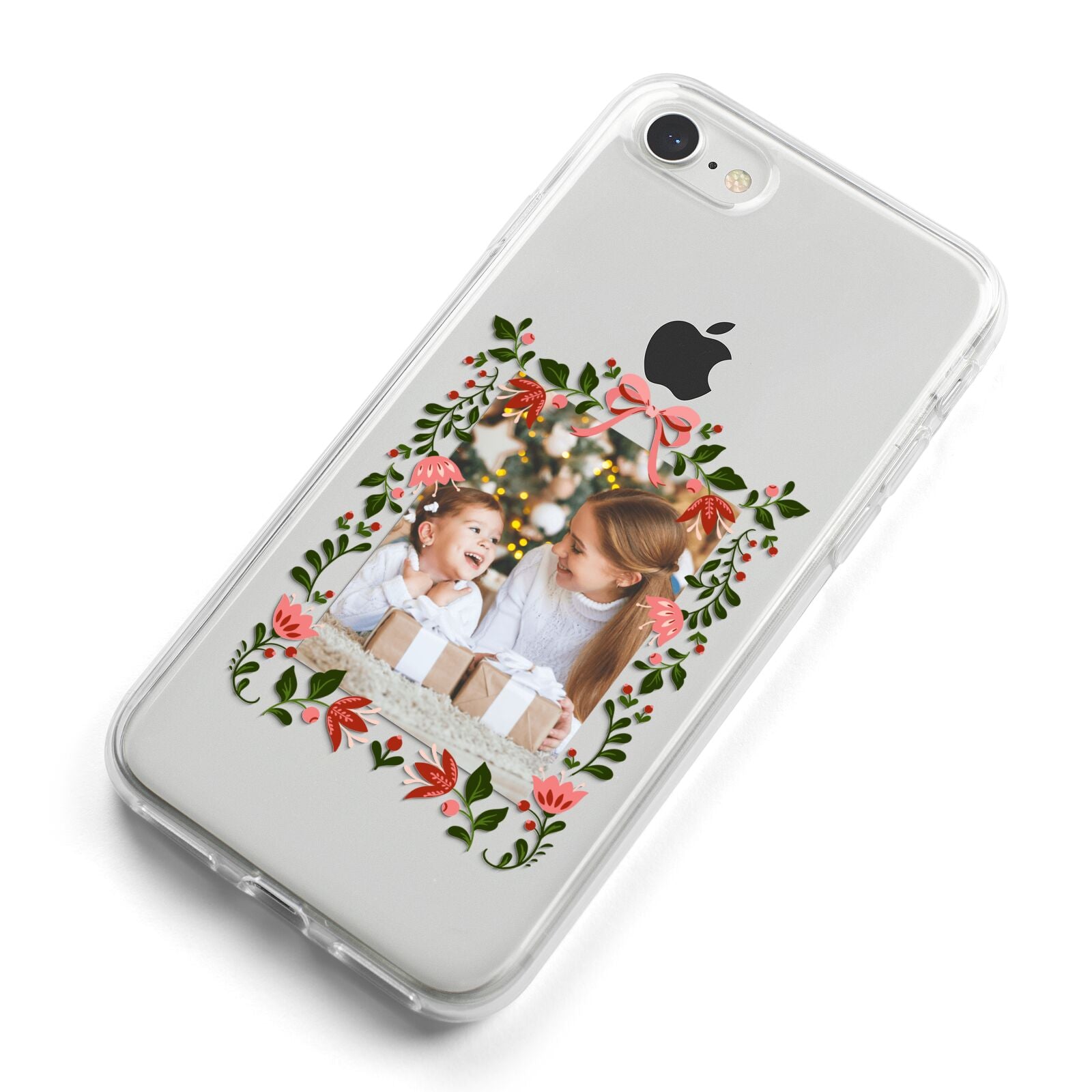 Personalised Christmas Flowers Photo iPhone 8 Bumper Case on Silver iPhone Alternative Image