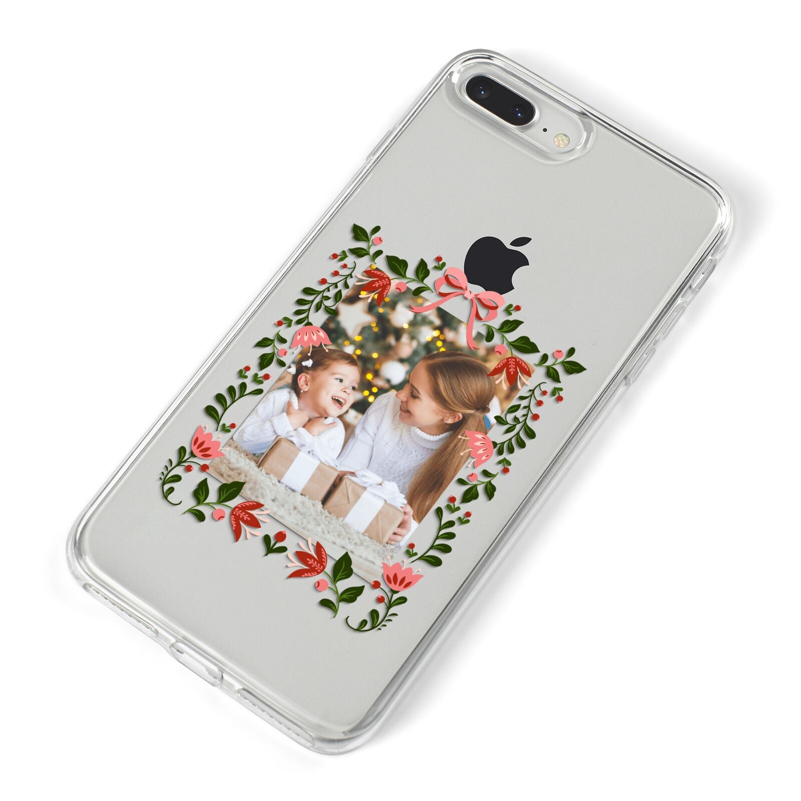Personalised Christmas Flowers Photo iPhone 8 Plus Bumper Case on Silver iPhone Alternative Image
