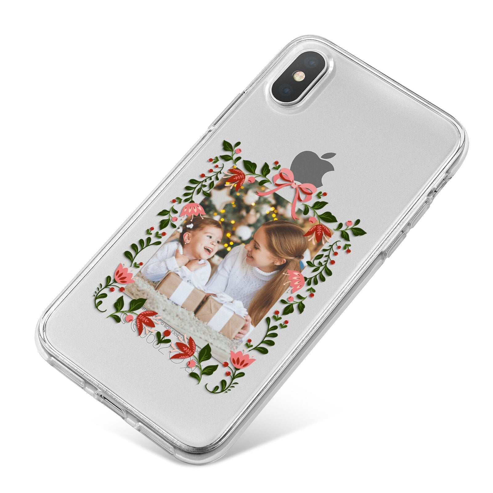 Personalised Christmas Flowers Photo iPhone X Bumper Case on Silver iPhone