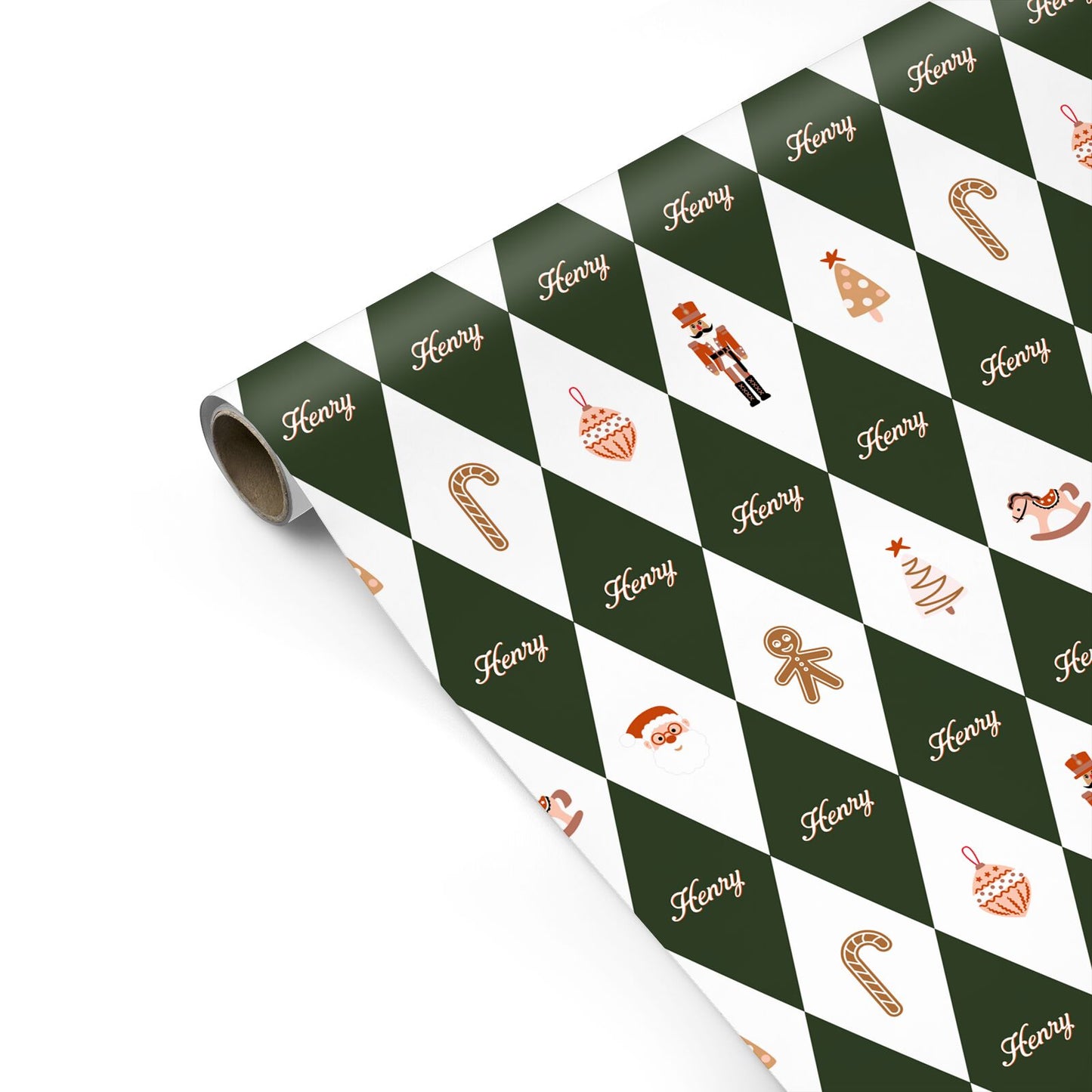 Personalised Christmas Harlequin Personalised Gift Wrap