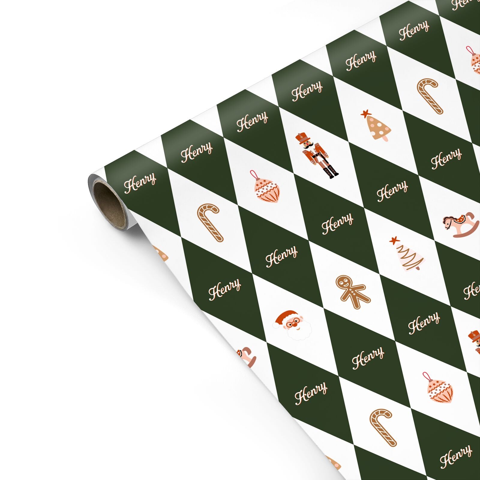 Personalised Christmas Harlequin Personalised Gift Wrap