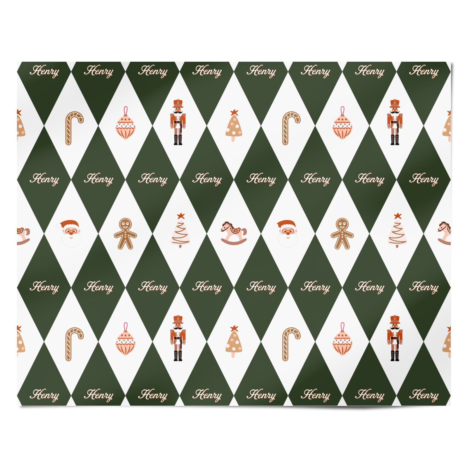 Personalised Christmas Harlequin Personalised Wrapping Paper Alternative