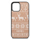 Personalised Christmas Jumper Rose Gold Pebble Leather iPhone 12 Pro Max Case