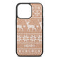 Personalised Christmas Jumper Rose Gold Pebble Leather iPhone 13 Pro Case