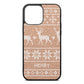 Personalised Christmas Jumper Rose Gold Pebble Leather iPhone 13 Pro Max Case