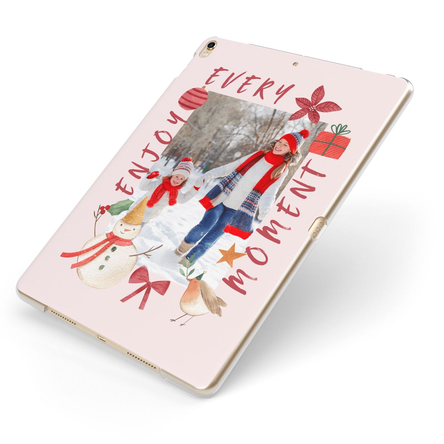 Personalised Christmas Moments Apple iPad Case on Gold iPad Side View