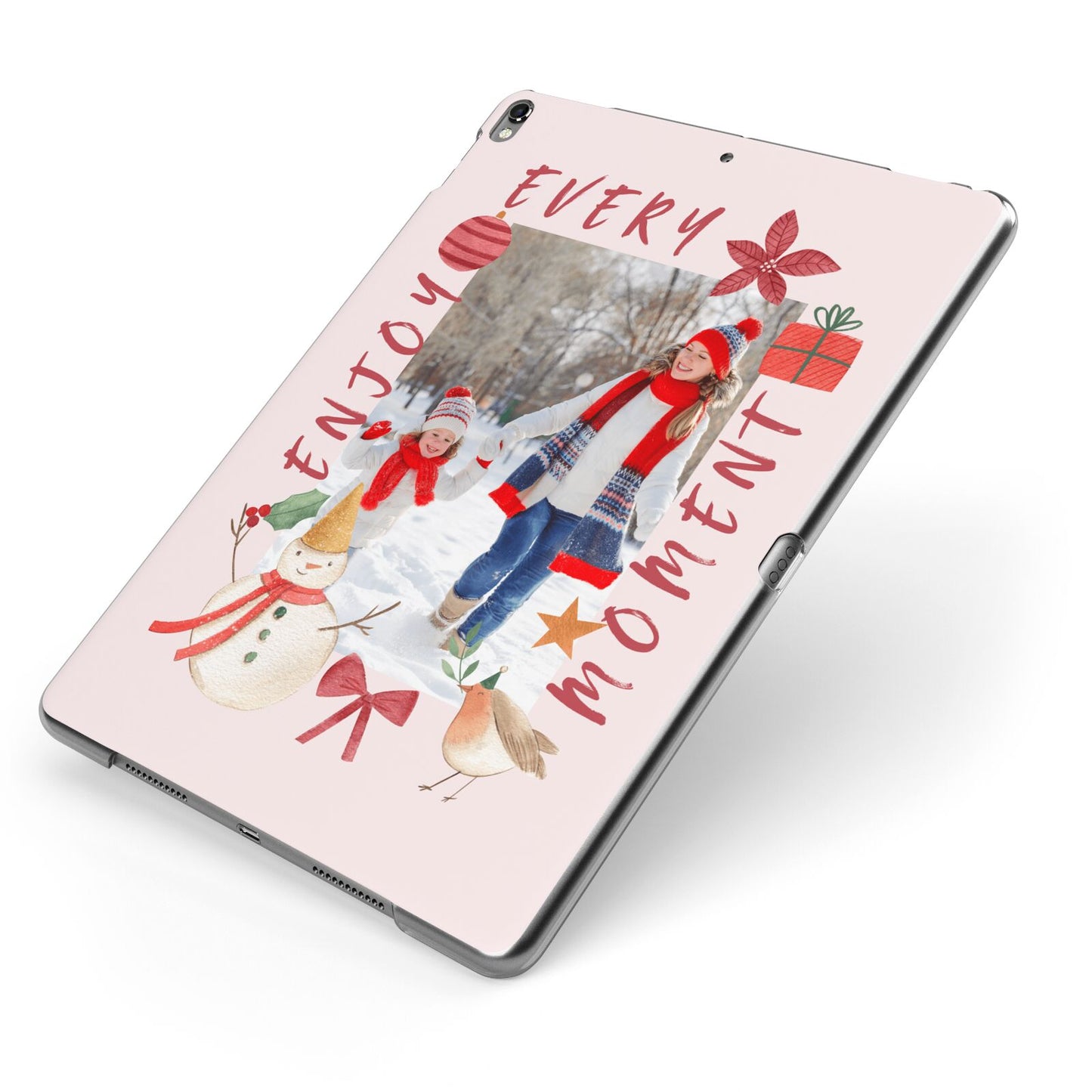 Personalised Christmas Moments Apple iPad Case on Grey iPad Side View