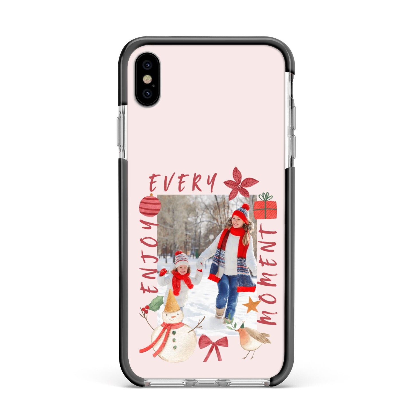 Personalised Christmas Moments Apple iPhone Xs Max Impact Case Black Edge on Silver Phone