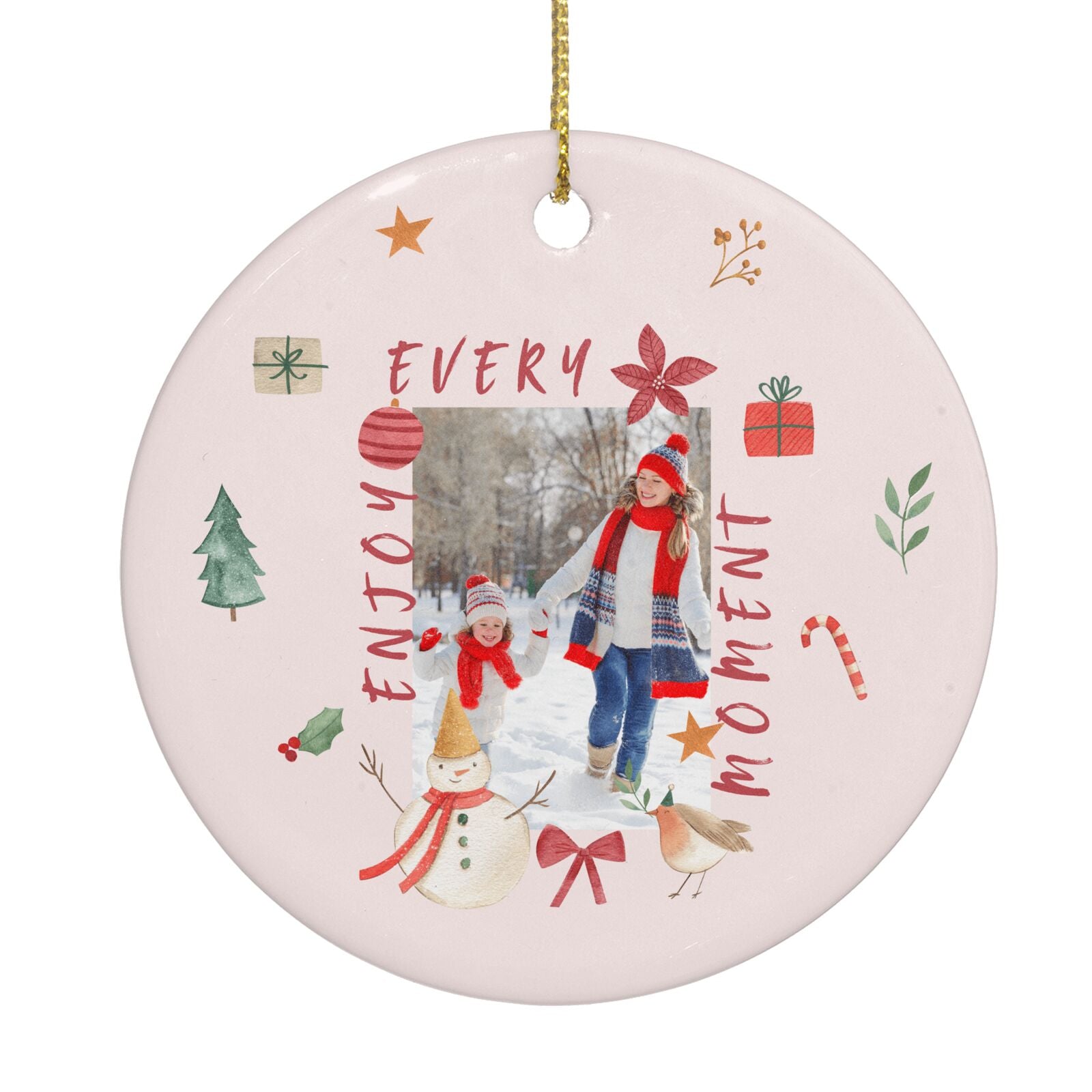 Personalised Christmas Moments Circle Decoration Back Image