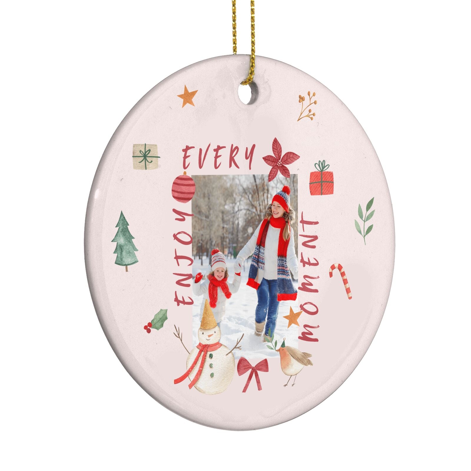 Personalised Christmas Moments Circle Decoration Side Angle