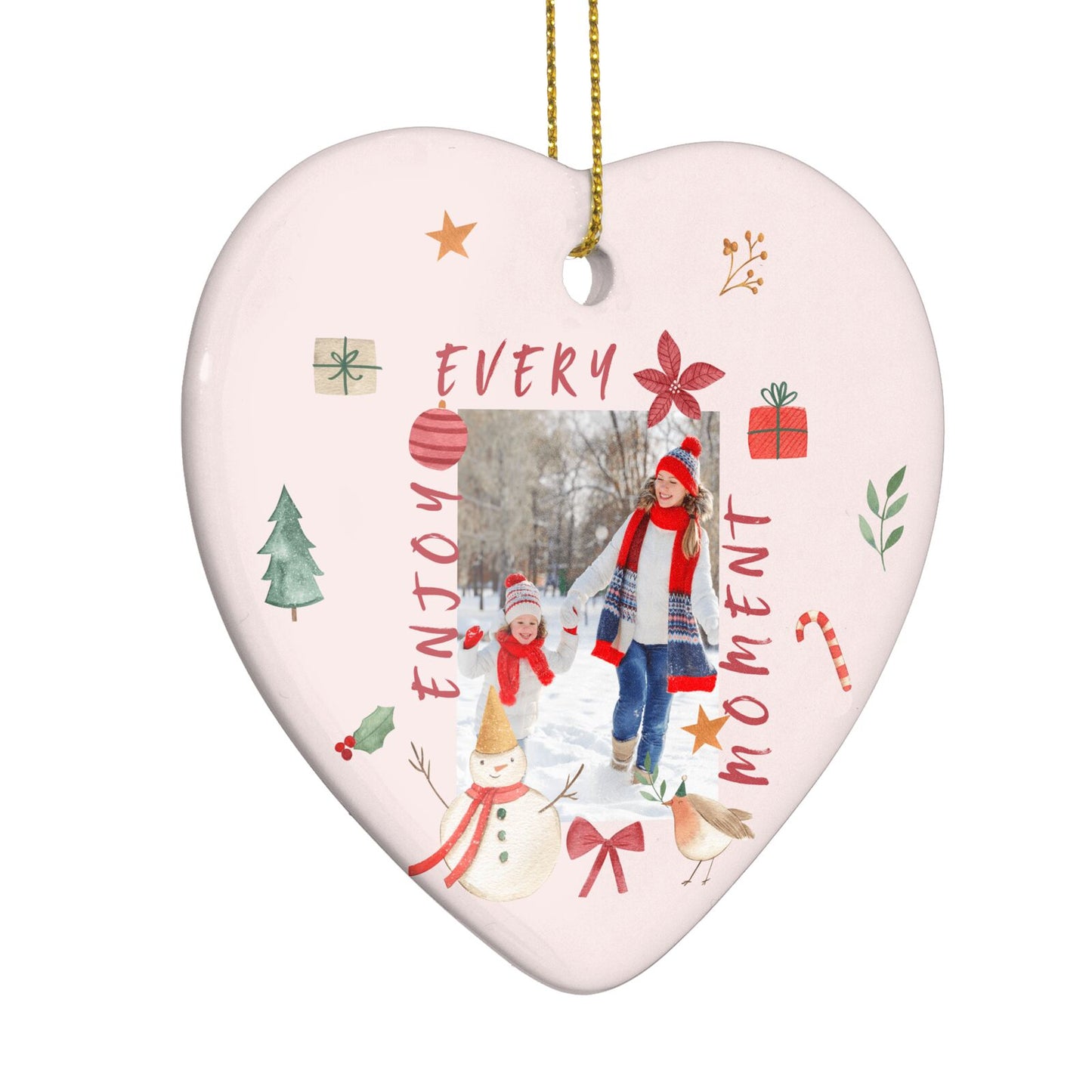 Personalised Christmas Moments Heart Decoration Side Angle