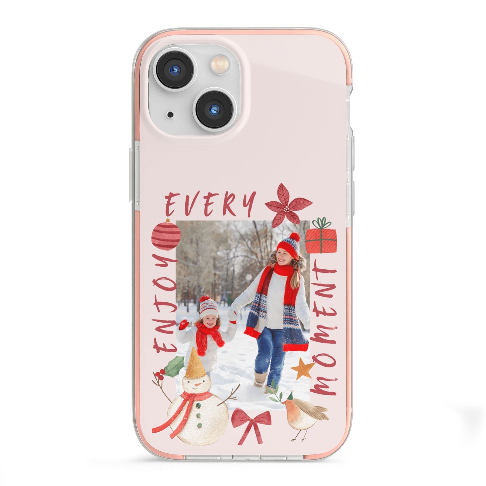 Personalised Christmas Moments iPhone 13 Mini TPU Impact Case with Pink Edges
