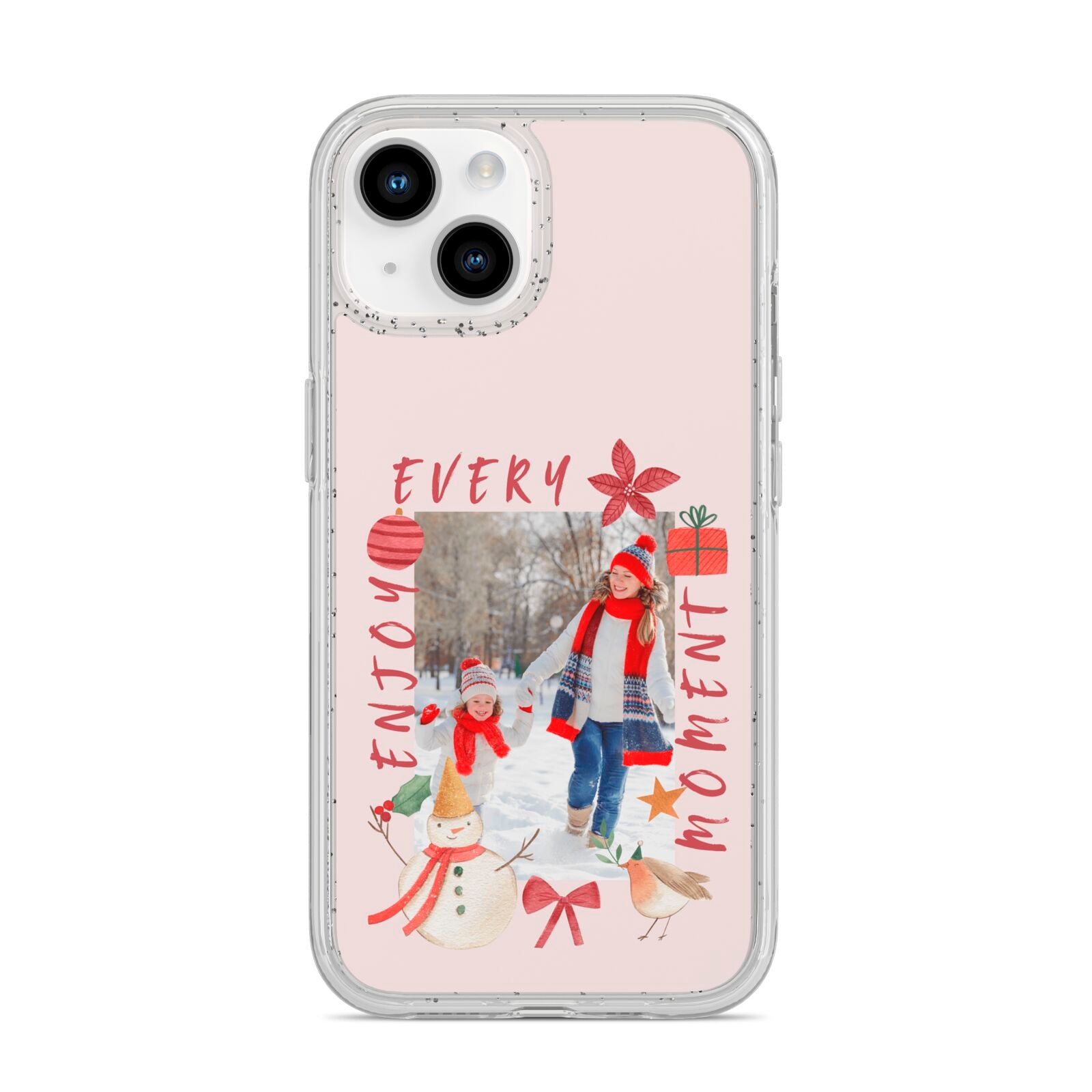 Personalised Christmas Moments iPhone 14 Glitter Tough Case Starlight