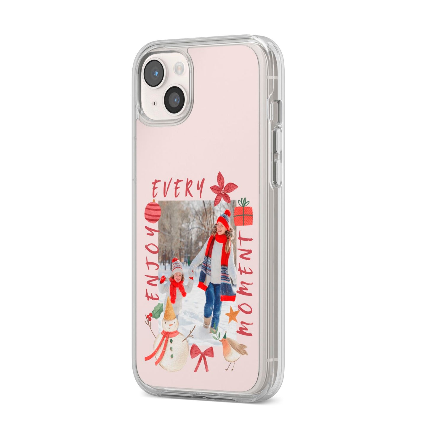 Personalised Christmas Moments iPhone 14 Plus Clear Tough Case Starlight Angled Image