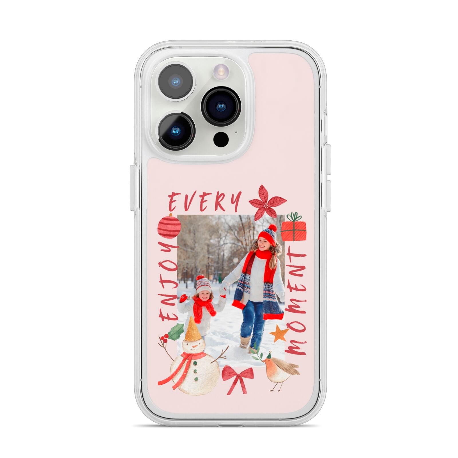 Personalised Christmas Moments iPhone 14 Pro Clear Tough Case Silver