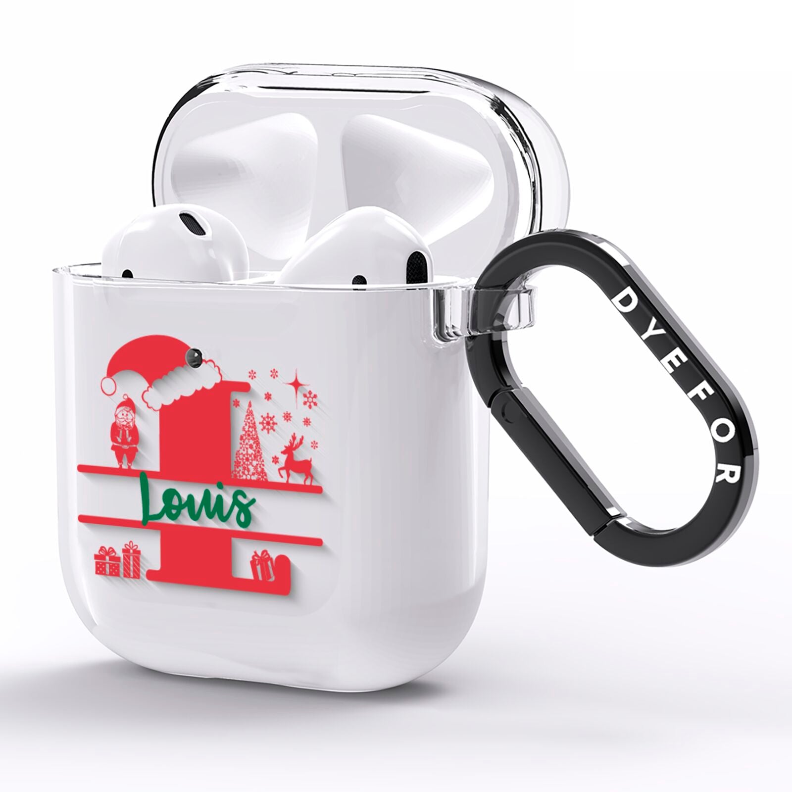 Personalised Christmas Monogram AirPods Clear Case Side Image