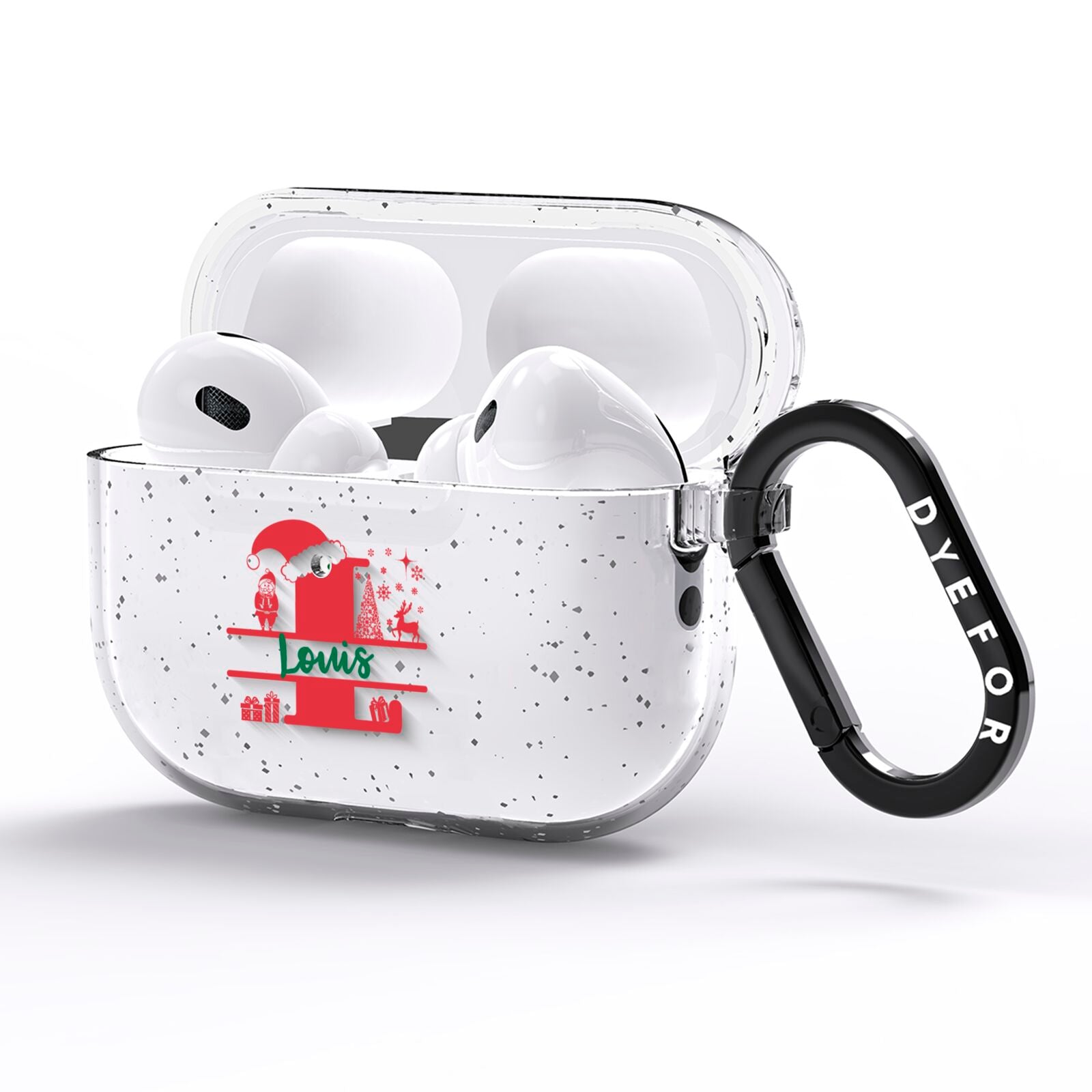 Personalised Christmas Monogram AirPods Pro Glitter Case Side Image