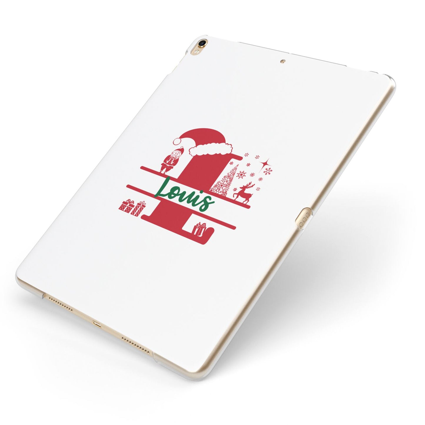 Personalised Christmas Monogram Apple iPad Case on Gold iPad Side View