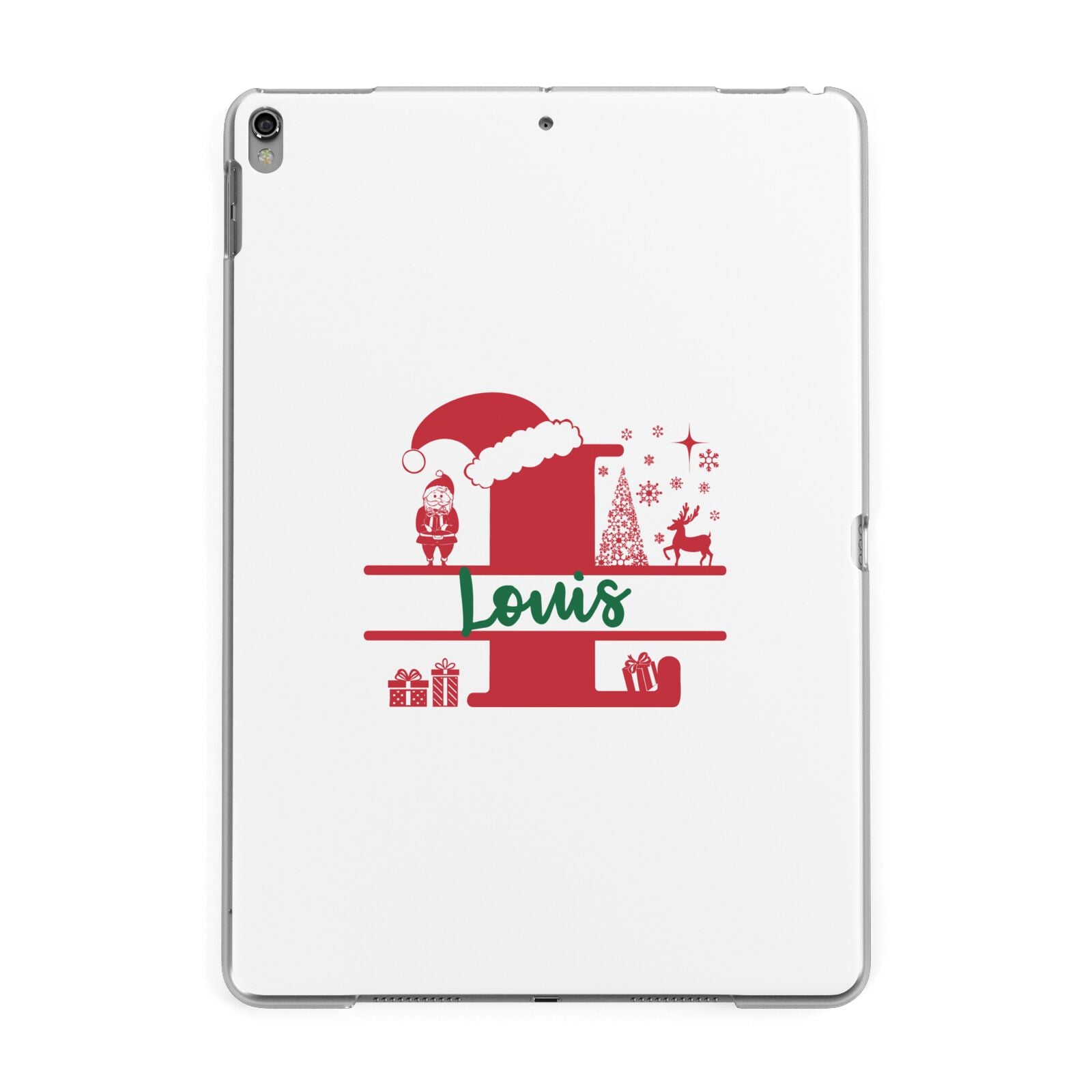 Personalised Christmas Monogram Apple iPad Grey Case