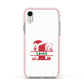 Personalised Christmas Monogram Apple iPhone XR Impact Case Pink Edge on Silver Phone