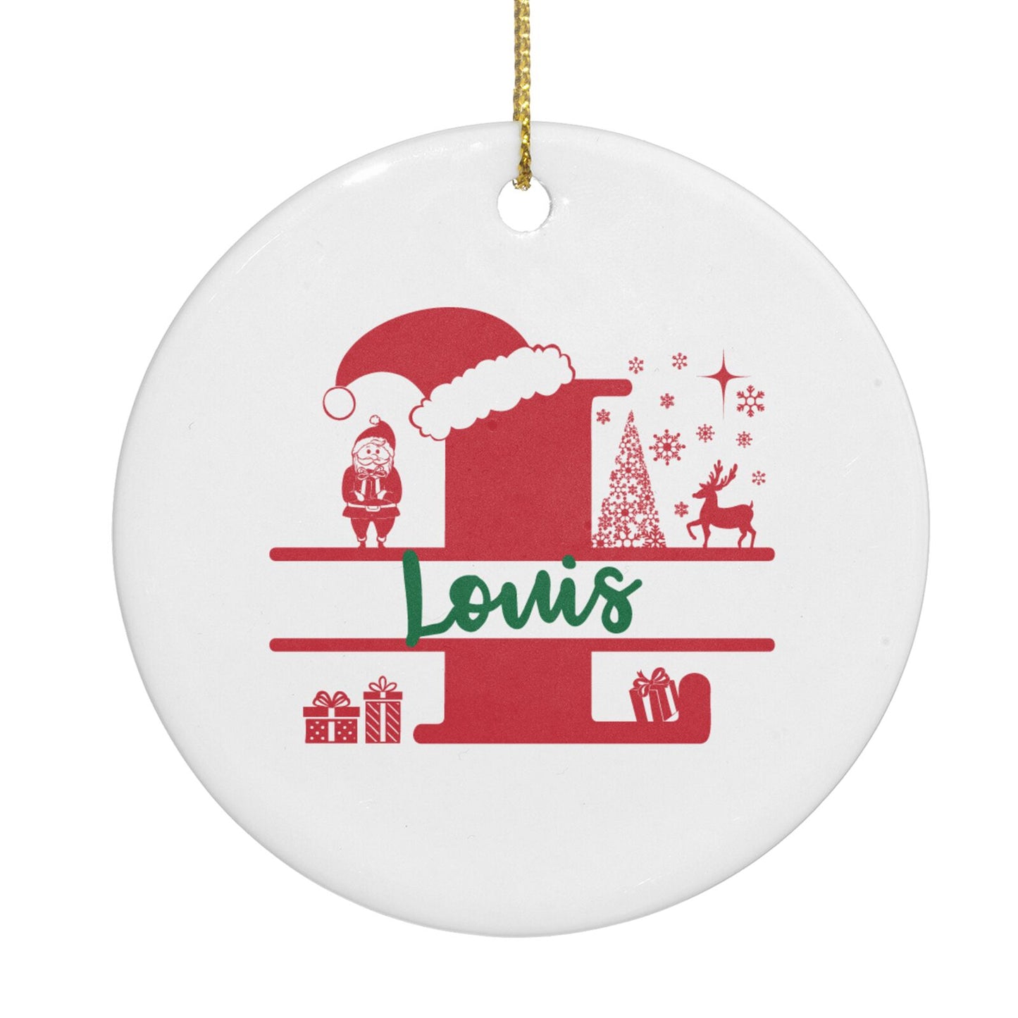 Personalised Christmas Monogram Circle Decoration Back Image