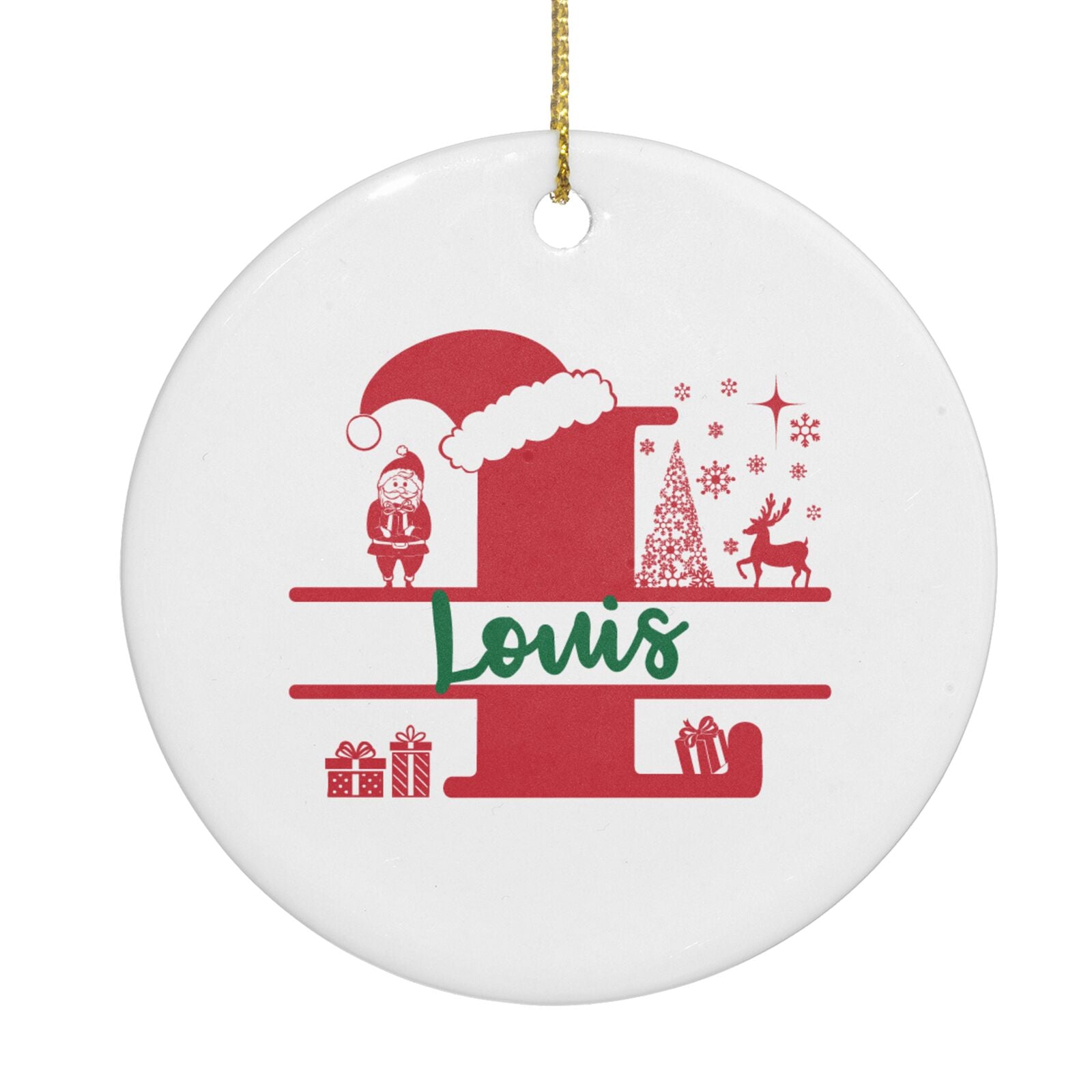 Personalised Christmas Monogram Circle Decoration Back Image
