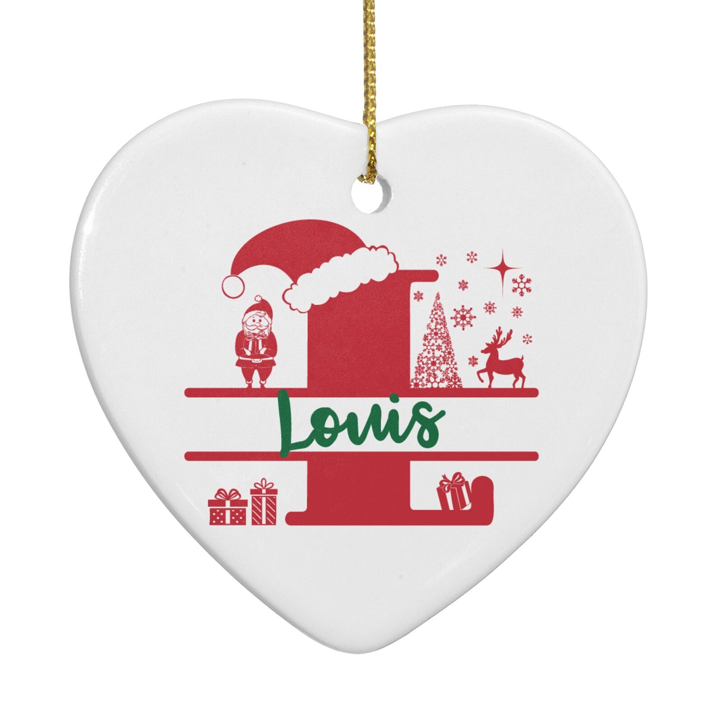 Personalised Christmas Monogram Heart Decoration Back Image