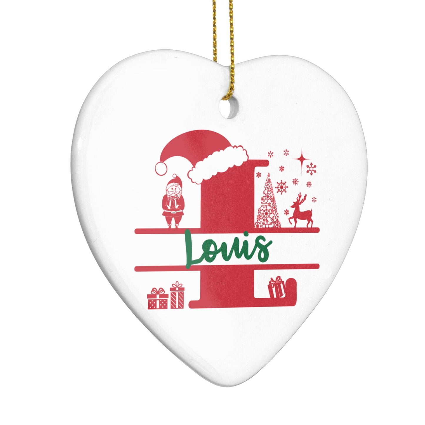 Personalised Christmas Monogram Heart Decoration Side Angle
