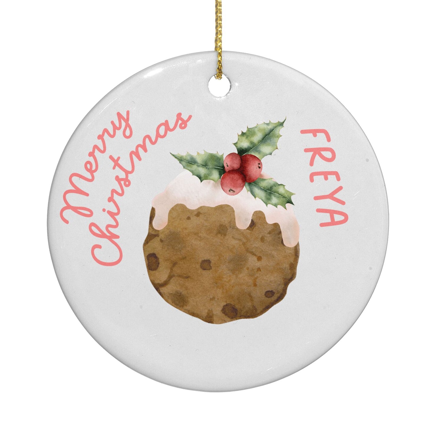 Personalised Christmas Pudding Circle Decoration Back Image