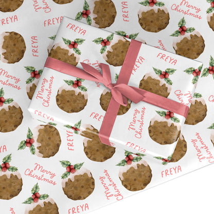 Personalised Christmas Pudding Custom Wrapping Paper
