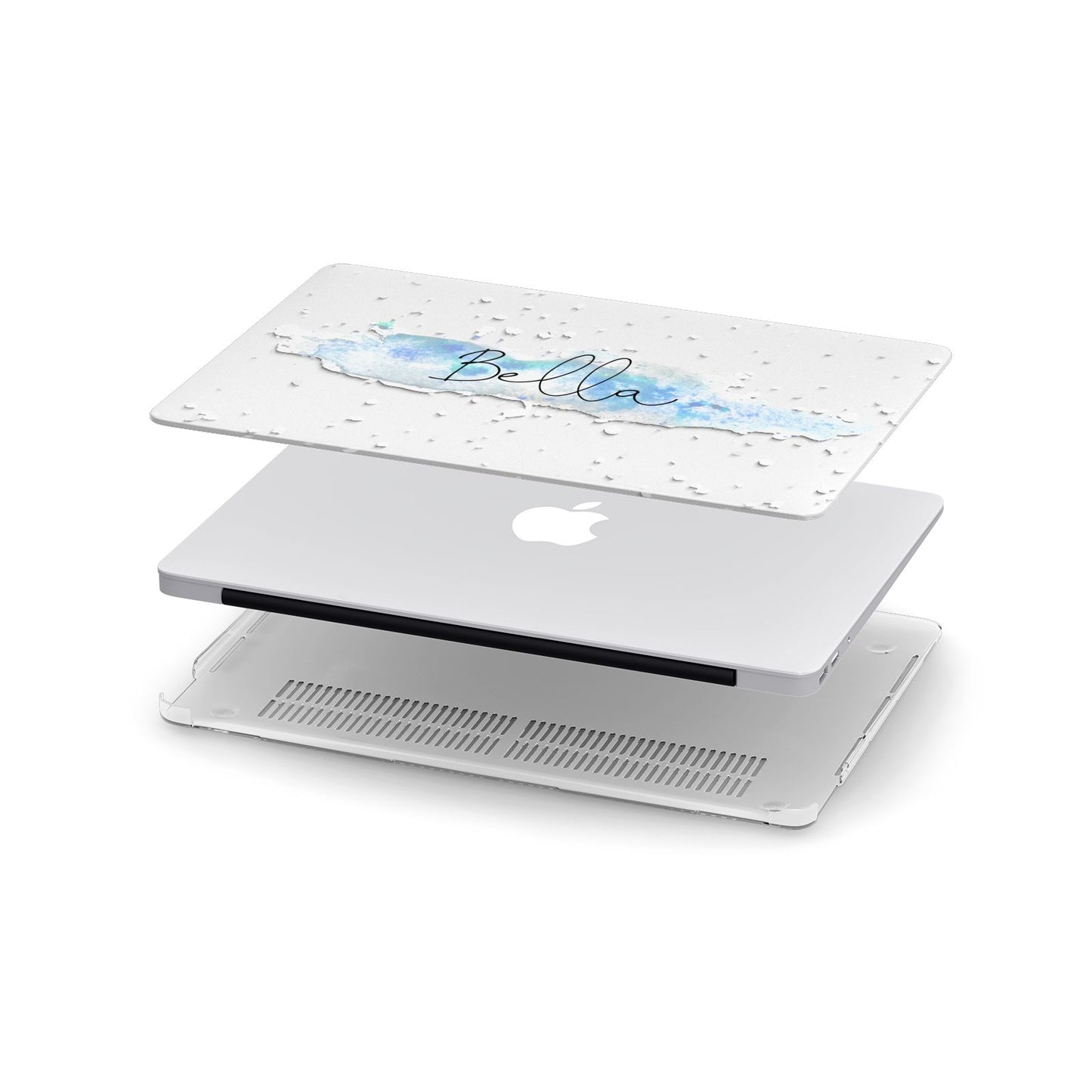 Personalised Christmas Snow fall Apple MacBook Case in Detail