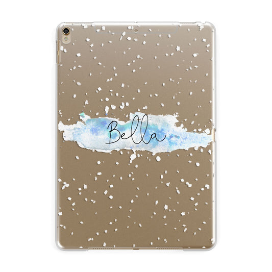 Personalised Christmas Snow fall Apple iPad Gold Case