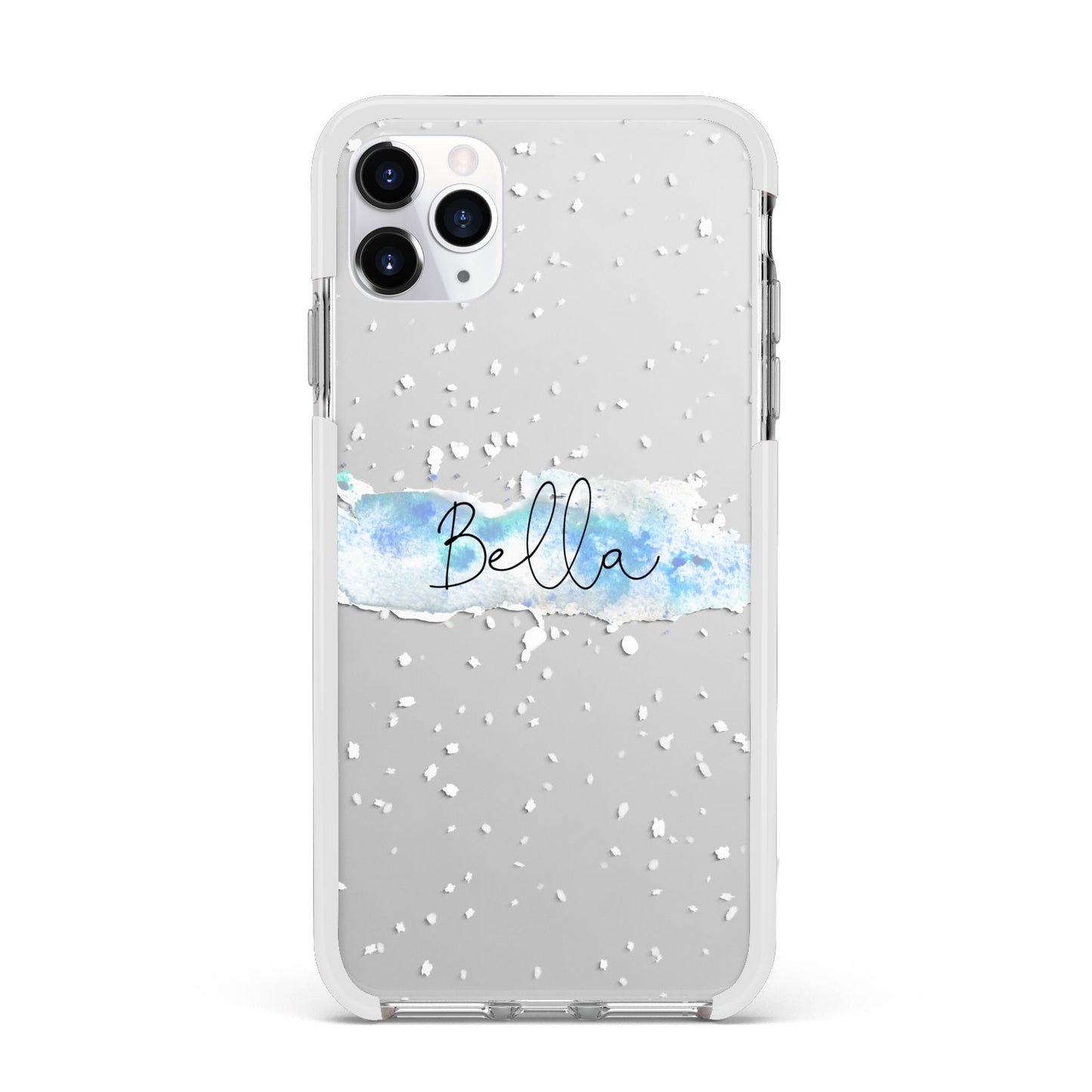 Personalised Christmas Snow fall Apple iPhone 11 Pro Max in Silver with White Impact Case