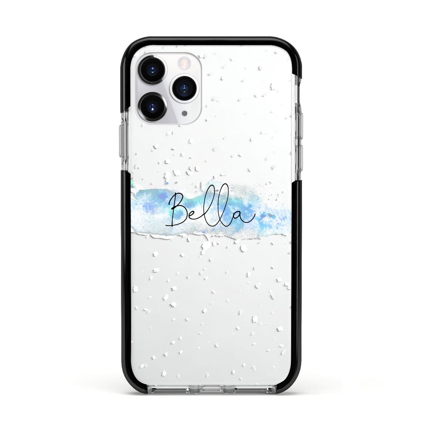 Personalised Christmas Snow fall Apple iPhone 11 Pro in Silver with Black Impact Case