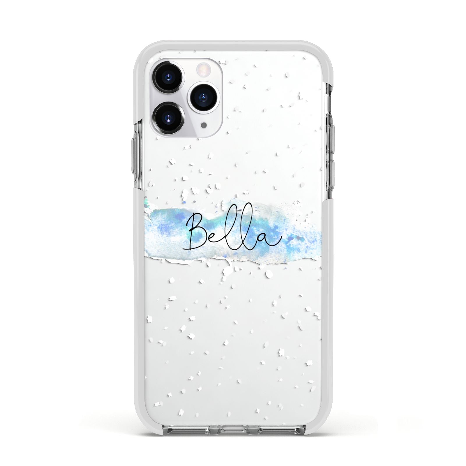 Personalised Christmas Snow fall Apple iPhone 11 Pro in Silver with White Impact Case