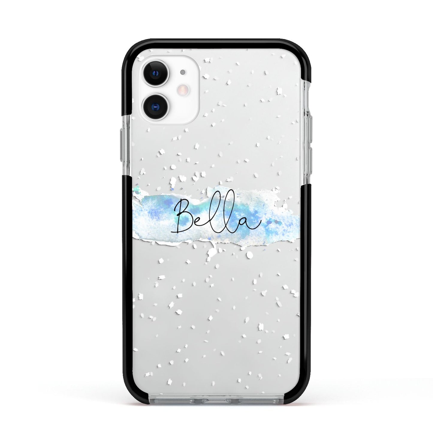 Personalised Christmas Snow fall Apple iPhone 11 in White with Black Impact Case