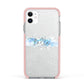 Personalised Christmas Snow fall Apple iPhone 11 in White with Pink Impact Case