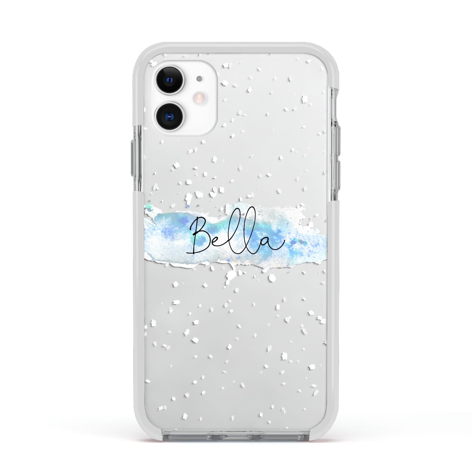 Personalised Christmas Snow fall Apple iPhone 11 in White with White Impact Case