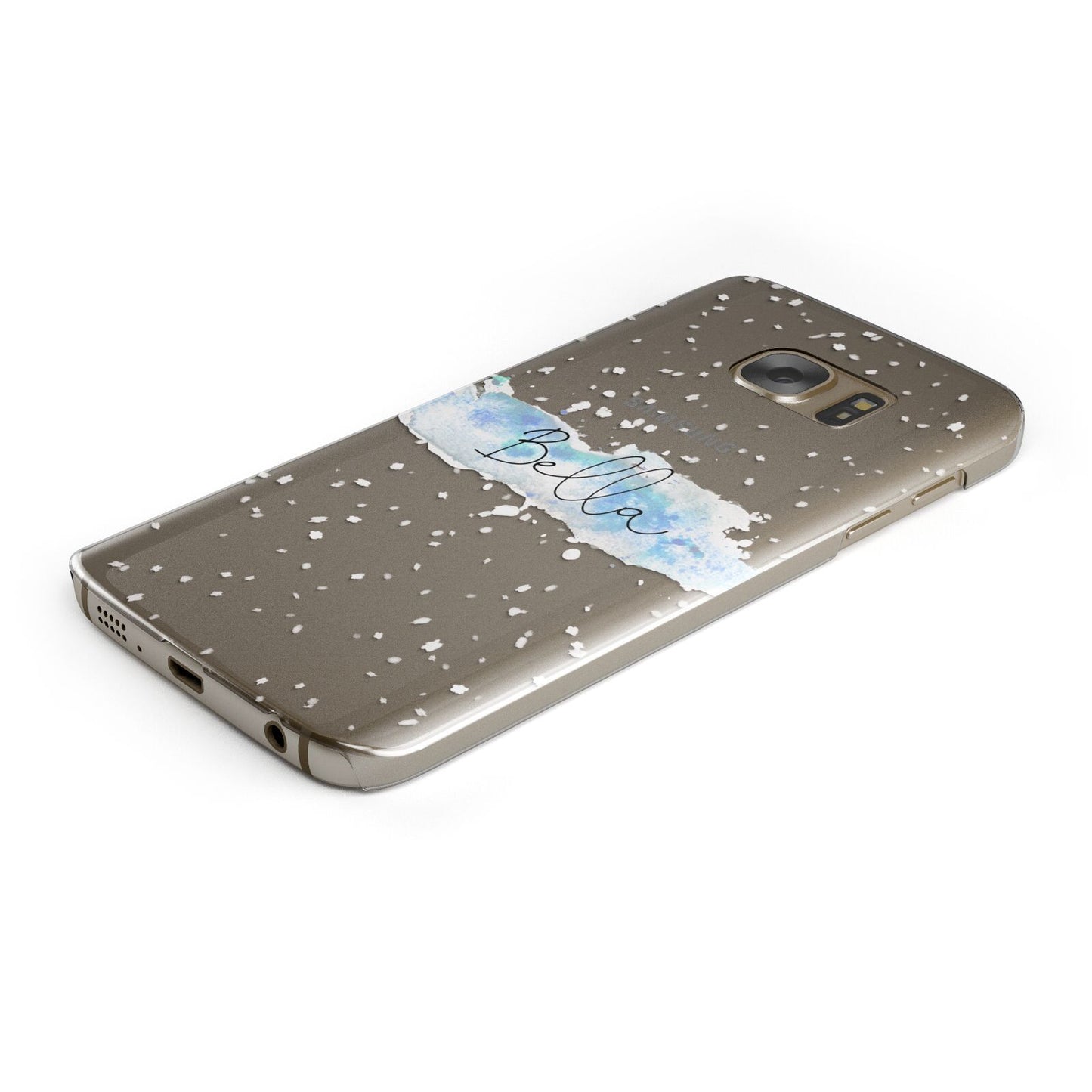 Personalised Christmas Snow fall Protective Samsung Galaxy Case Angled Image