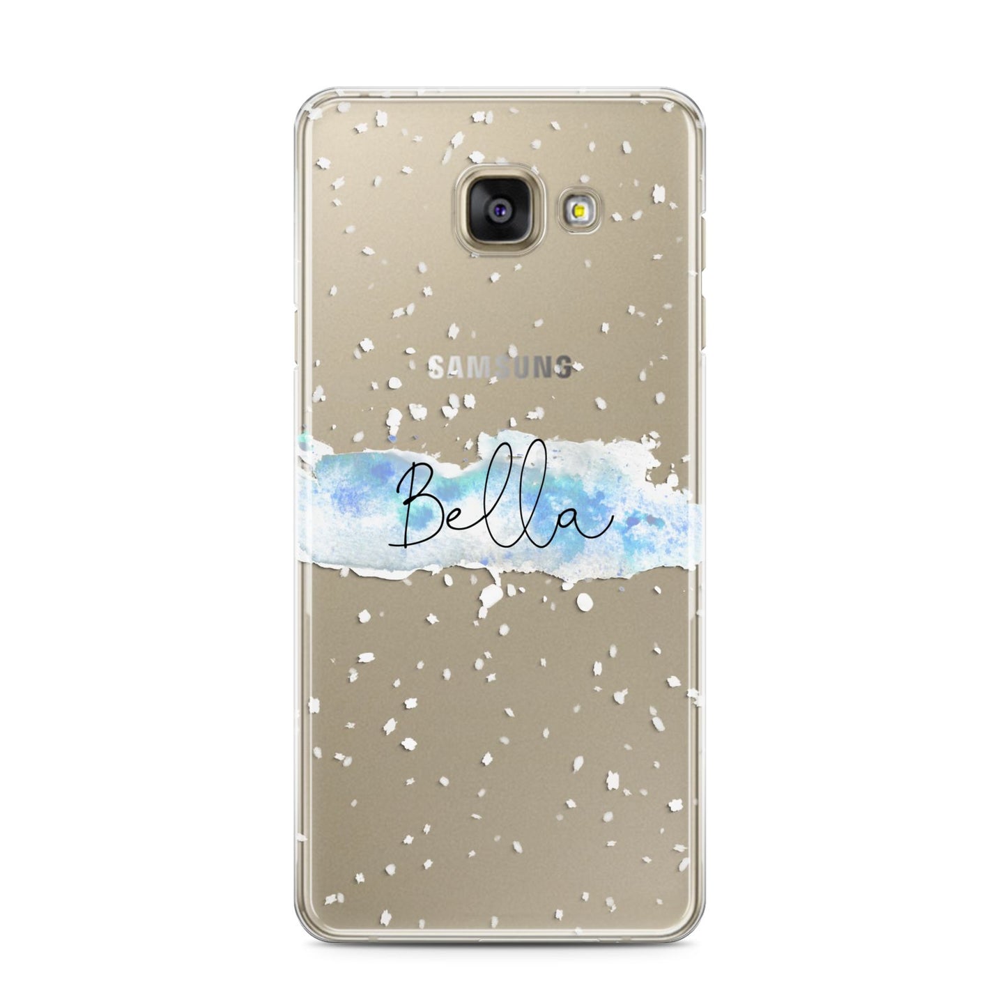Personalised Christmas Snow fall Samsung Galaxy A3 2016 Case on gold phone