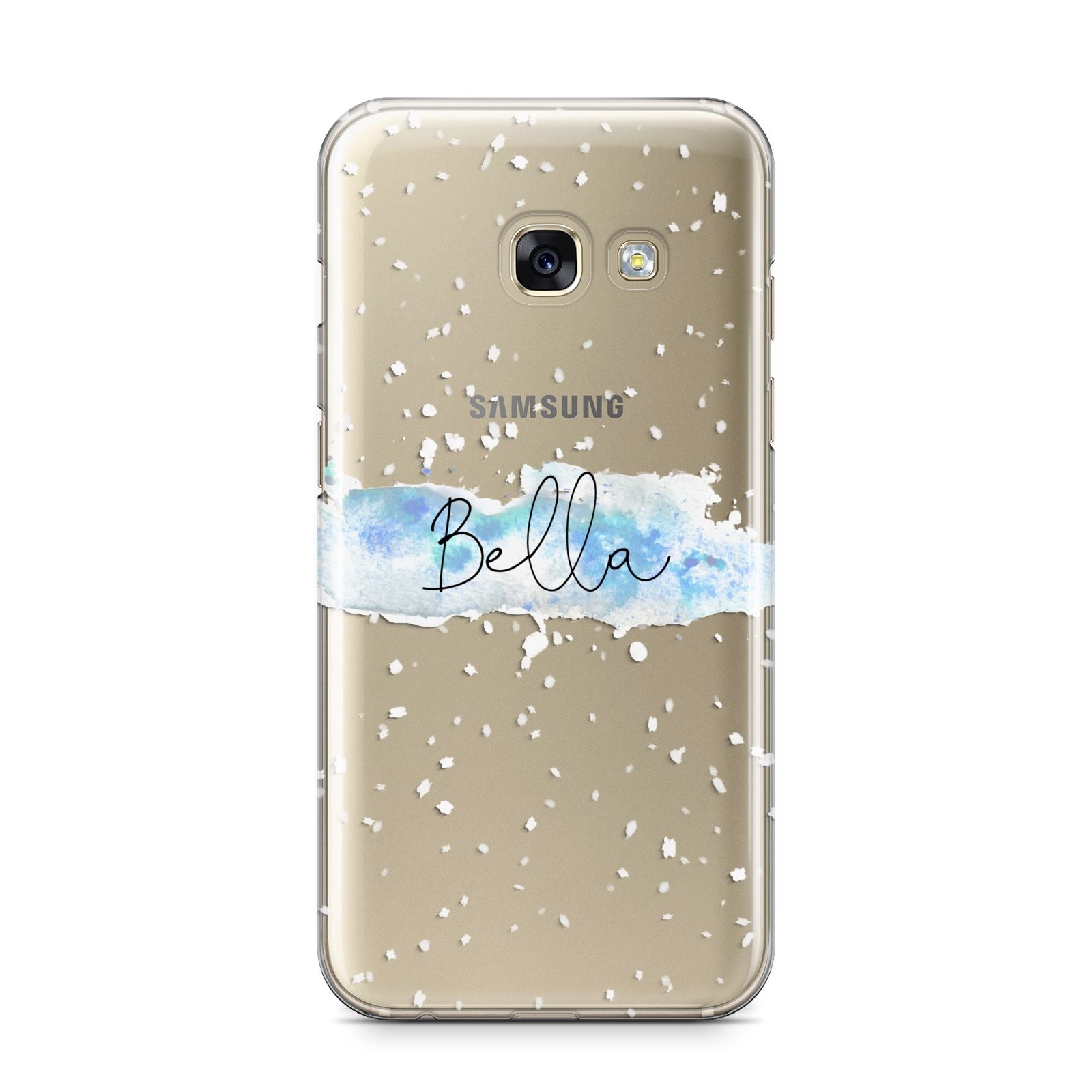 Personalised Christmas Snow fall Samsung Galaxy A3 2017 Case on gold phone